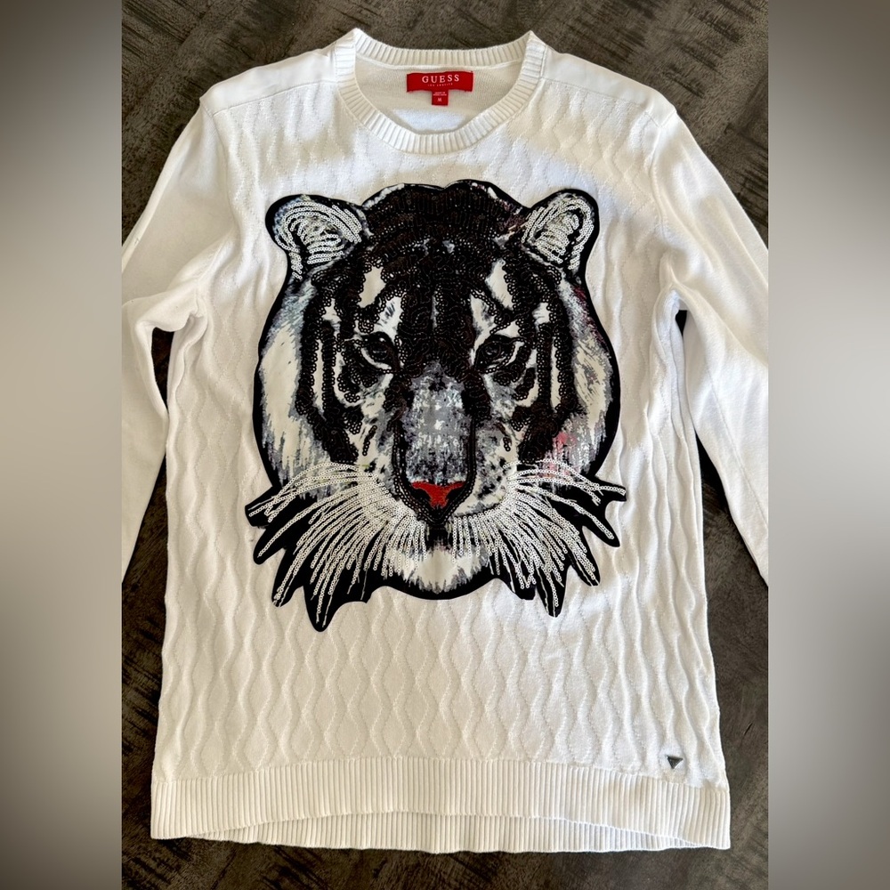 Guess White Tiger Sequin Jacket - image 3